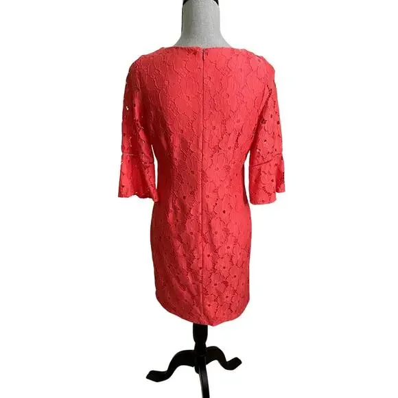 Jessica Howard Lace Coral Shift Dress A-line Women's Size 8P - Picture 4 of 11